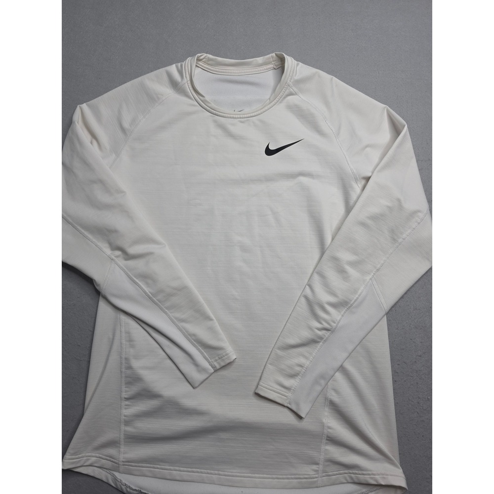 Nike Dri-Fit Athletic Top Men's XL White Stretch Logo Raglan Sleeve Performance